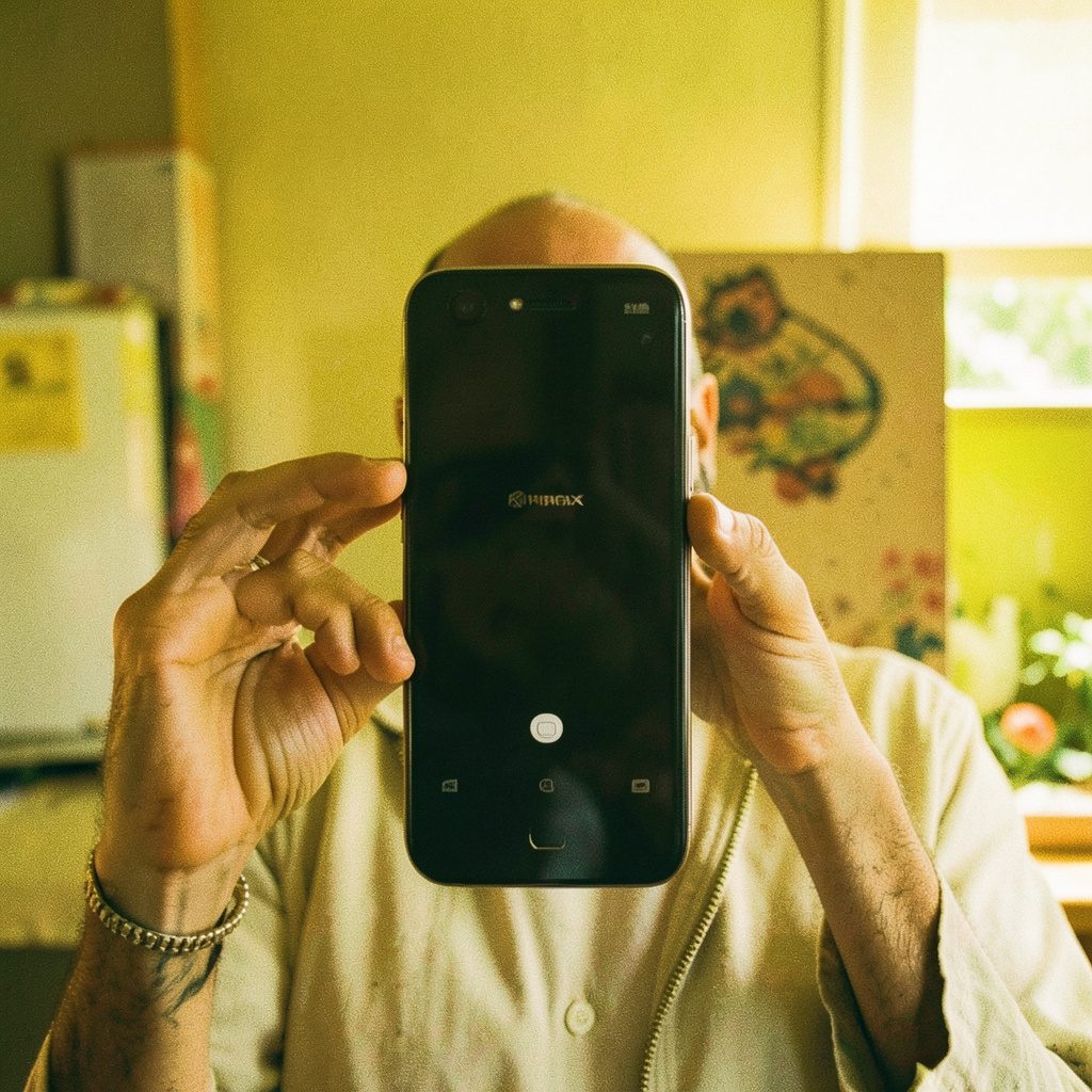 Close-up product photograph of a black Windows Phone with the 8.1 logo on its screen, set against a dark background with soft blue accent lighting.