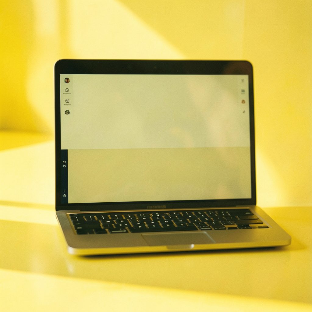 Dark desk scene with modern devices glowing softly in teal and yellow light, evoking a quiet tech newsroom mood